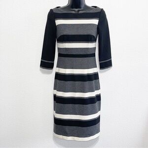 Kay Unger Woman Black White Grey Striped Dress Size 00